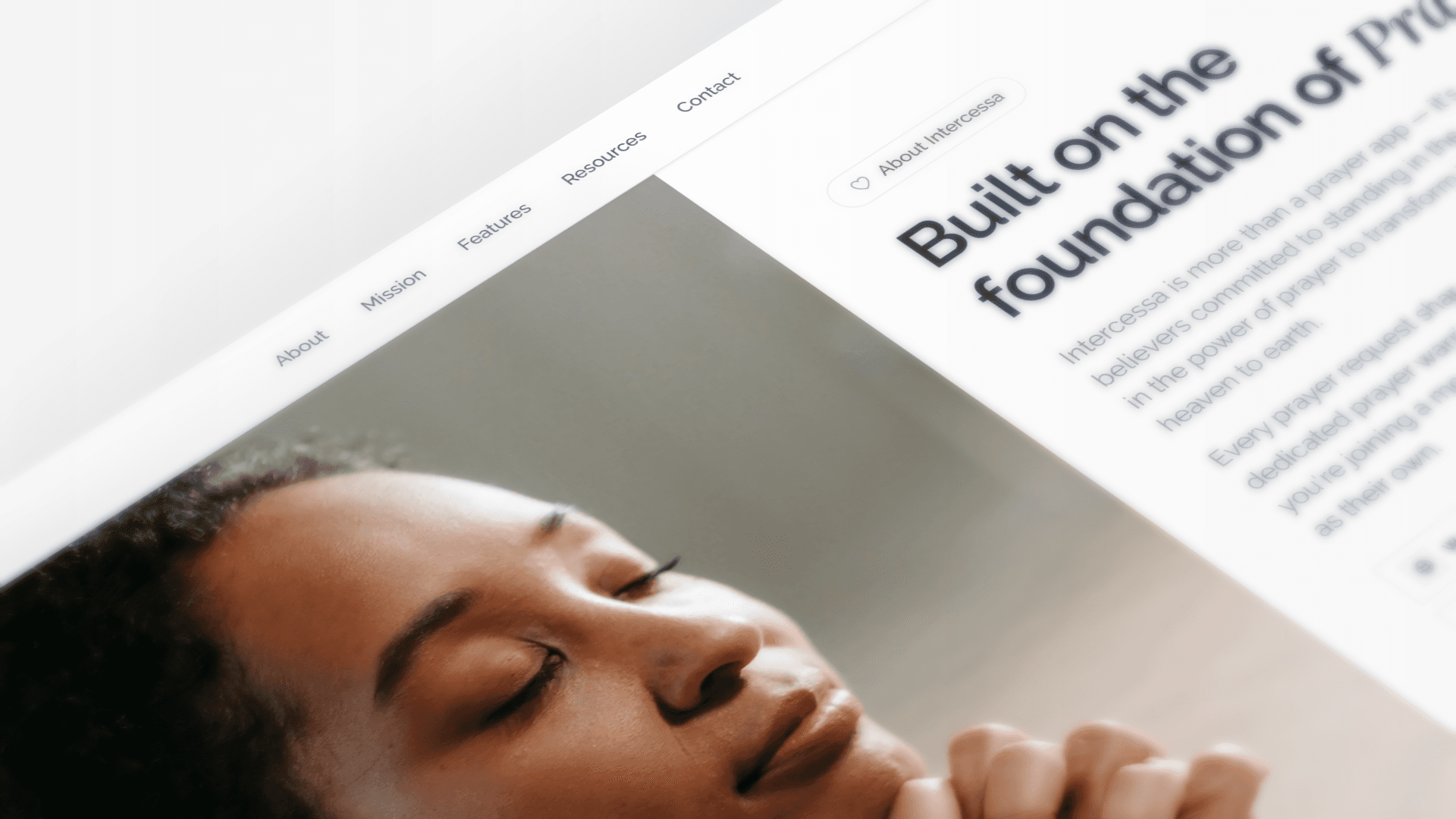Intercessa website section showing prayer request features