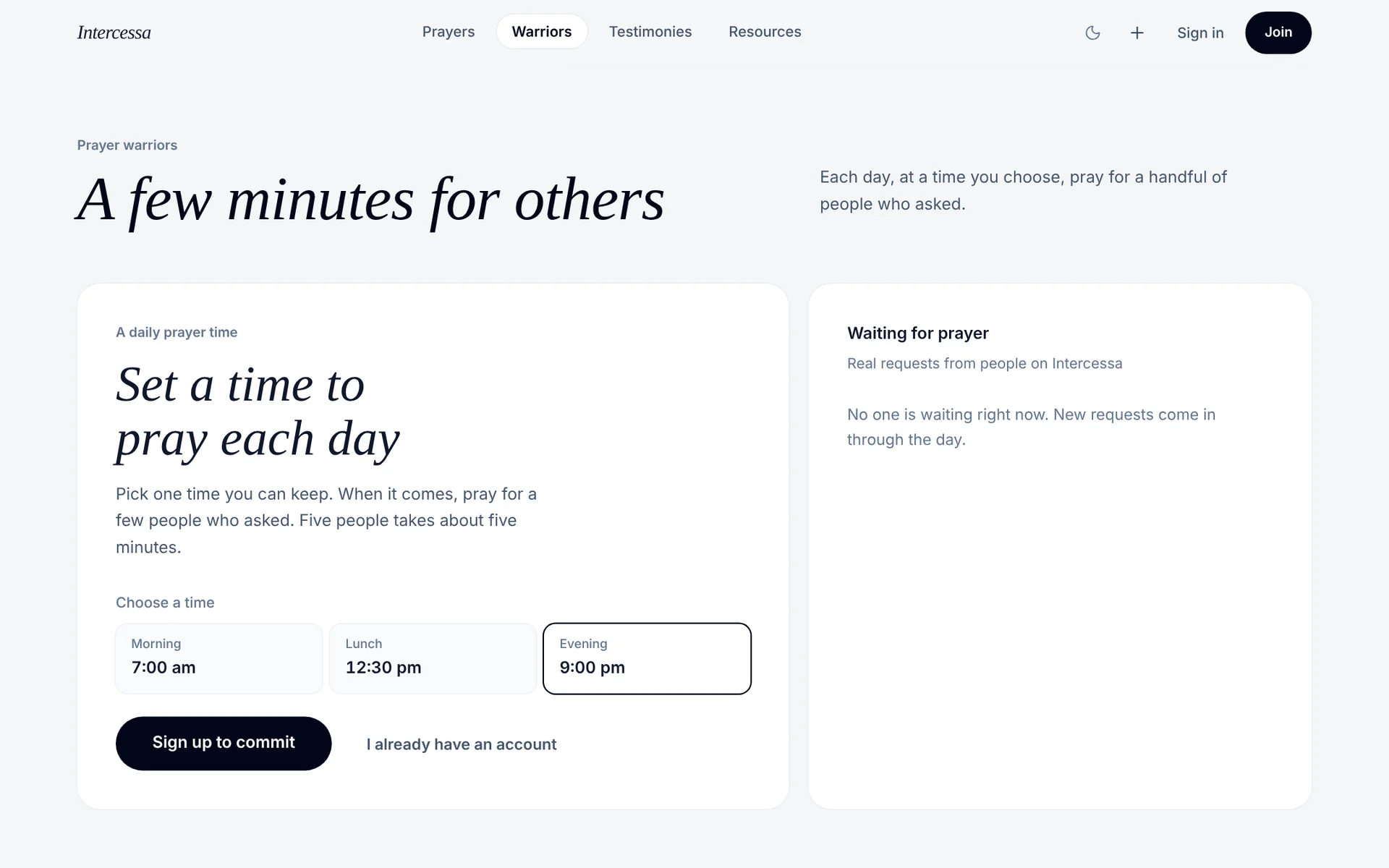 Intercessa daily prayer time screen